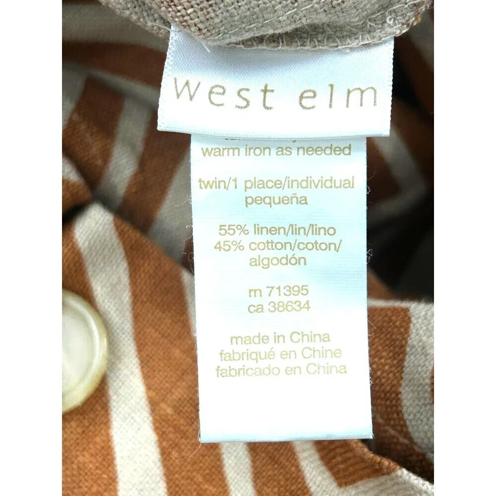 West Elm Sz Twin Diamond Abstract Duvet Cover Brown Cream 36W X 73L 1092Rck